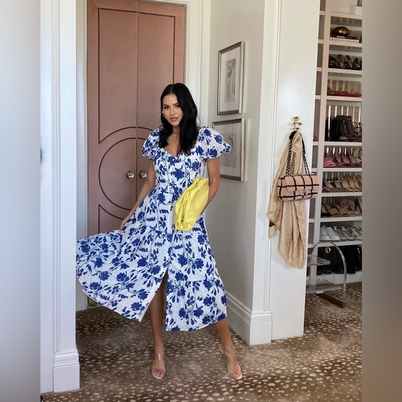 Rachel Parcell eyelet stencil tiered midi dress in Periwinkle XS - Picture 3 of 8